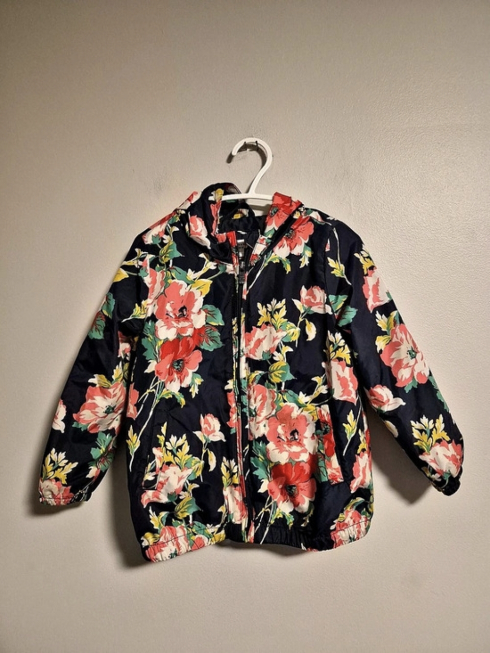 Gap Toddler 4 Multicolored Floral Zip Up Hooded Unlined Rain Jacket